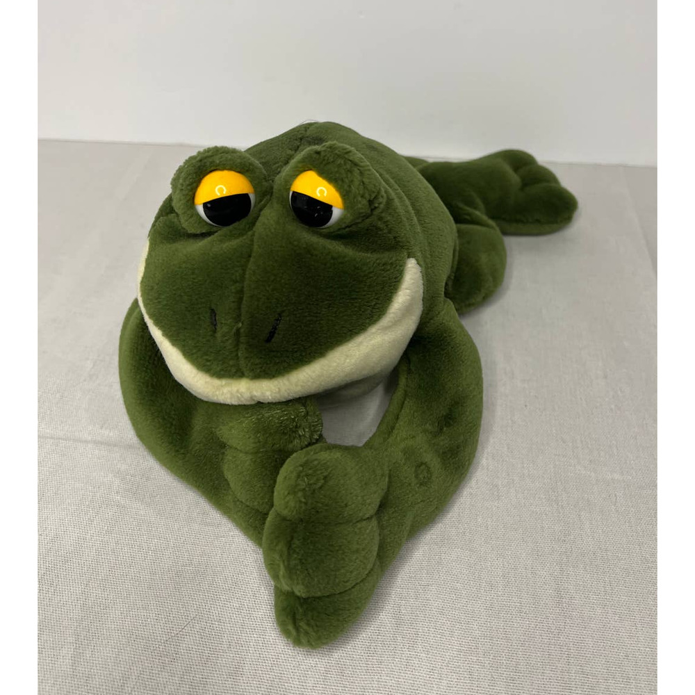Frog Plush Green Stuffed Animal Toy Toad 14" Long A&A Plush, INC Frog Lovers